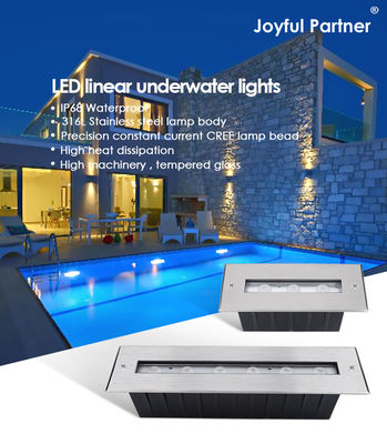 IP68 수중 조명 RGB 색상 스테인리스 스틸 316L 6*2W DC24V DMX 512 제어 가능, 워터 커튼용