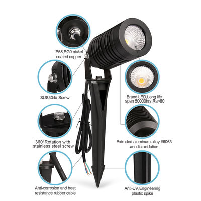 방수 LED 야외 풍경 스포트라이트 IP66 14W COB 정원 스파이크 라이트