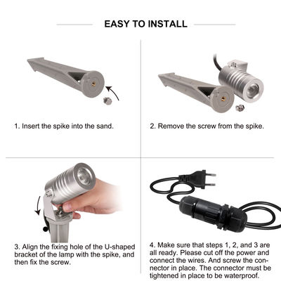 따뜻한 흰색 3W 야외 스파이크 스포트라이트 IP65 LED 풍경 정원 정원 조명