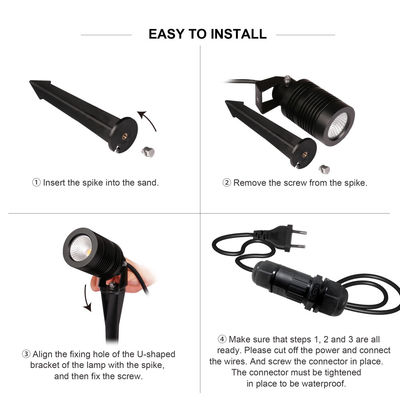 COB 풍경 조명 조정 가능한 10W 24V 또는 100~240VAC RGBW 알루미늄 보디 4in1 Yard Pathway