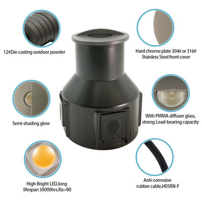 한쪽 방향 뷰 미니 LED 묻힌 빛 DC 24V 스테인리스 스틸 316 얼음 유리 반 그림자 덮개