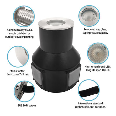 3W IP67 정원 계단 조명 RGB3in1 알루미늄 가구 스테인리스 스틸 앞 덮개 2 년 보증