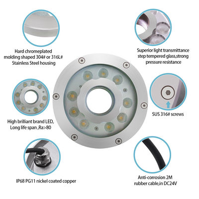 18W RGB LED 분수 수영장 조명 DMX 제어 방수 IP68 수중 조명