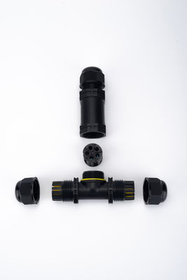 IP68 T형 방수 커넥터 3채널 3극 케이블 커넥터 외관