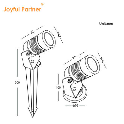 현대적인 야외 6W COB LED 지상 정원 스팟 램프 DC12V/DC24V 풍경 스파이크 라이트