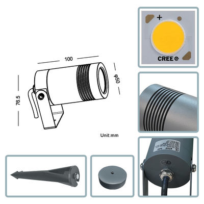 IP65 야외 6W COB 지상 조명 조정 가능한 각 위 아래 조명 스팟 정원 LED 스파이크 조명
