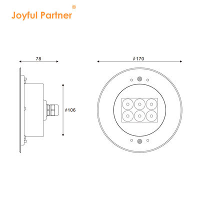 수영장 수중 조명 6W12W LED 단일 색상 DC24V DIA170MM ABS 검은색 뒷박스
