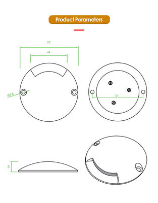 틈바닥에 묻힌 램프 한쪽 보기 12 24 볼트 측면 방출 DIA 70MM 보행