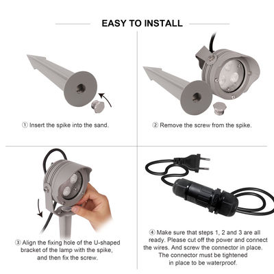 3W 6W RGB IP67 방수 DC12V 24V 광 반사자 LED 플라스틱 스파이크 스팟 라이트 정원 나무