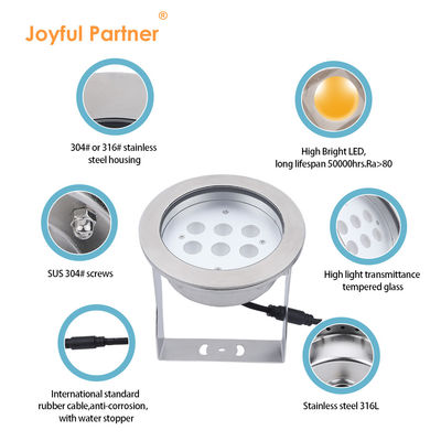 수중 LED 스포트라이트 스테인리스 스틸 316L 24W RGBW 4in1 IP68 방수 DC 24v 높은 밝기