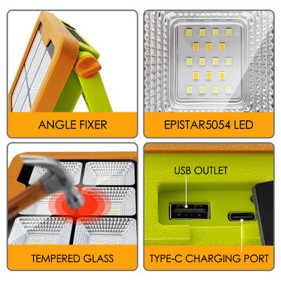IP65 방수 LED 태양광 작업 조명 5054 에피스타 LED 1000LM 7500mAh 배터리 재충전 가능