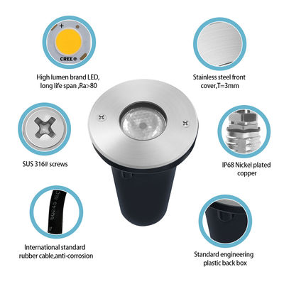 스테인레스 스틸 분수등 저전압 RGB 3W 1W LED IP68 방수