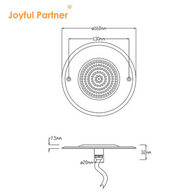 IP68 완전히 밀폐 된 방수 단일 색상 160 * 7.5mm 초 얇은 수영장 잠수용 LED 조명 CE 인증