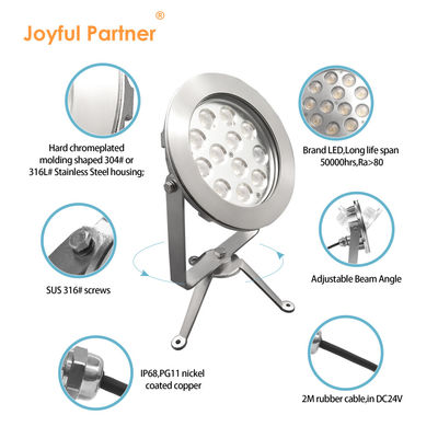 야외 LED 스포트라이트 스테인리스 스틸 DMX512 RGBW 12W DMX 제어 지원 수중 사용