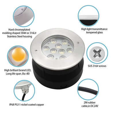 12V 24V LED 수중 조명 9W 18W RGB 풀 컬러 스테인리스 스틸 IP68 수영장 조명
