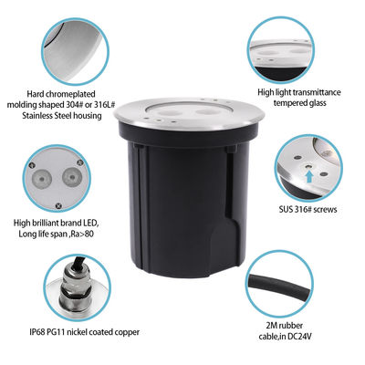 방수 수중 LED 라이트 스테인리스 스틸 316 DC24V IP68 RGBW 4in1 비대칭 렌즈