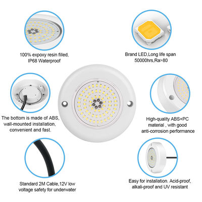 6W RGB LED 수영장 조명 IP68 방수 AC12V ABS 램프 바디 재질 DIA110MM 152MM