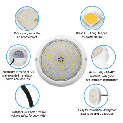 PAR56 LED 수영장 라이트 RGB AC12V IP68 樹脂 가득 ABS + PC 재료 DIA152 * 26mm 빔 각 120도