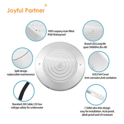 수중 LED 수영장 조명 316 스테인리스 스틸 18W 25W Smd2835 초 얇은 樹脂 RGB 따뜻한 흰색