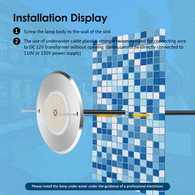 LED 지하 수영장 조명 DIA160MM * 32MM AC12V 316 RGB 컨트롤러와 스테인리스 스틸