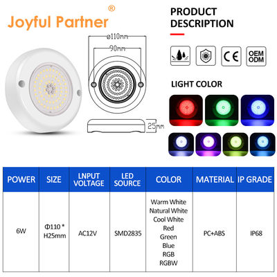 AC 12V 잠수용 수중 IP68 RGB 스위치 제어 PC 15W 樹脂로 채워진 표면 장착 LED 수영장 빛