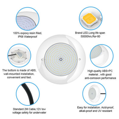 CE/RoHS/FCC/IP68 樹脂로 채워진 LED 수영 분수등 SMD 2835 AC 12V 25W 따뜻한 흰색