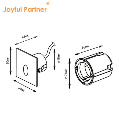 스마트 LED 벽 램프 IP65 알루미늄 시체 사각형 모양 DC 24v 1w 2w 3w LED 계단 조명