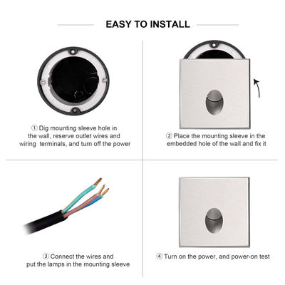 스마트 LED 벽 램프 IP65 알루미늄 시체 사각형 모양 DC 24v 1w 2w 3w LED 계단 조명