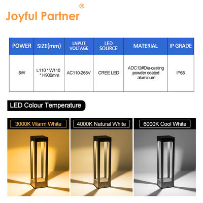 정원 보러드 조명 CREE LED 8W 전력 코팅 알루미늄 높이 600mm AC 110-285V 단일 색상 먼지 방지
