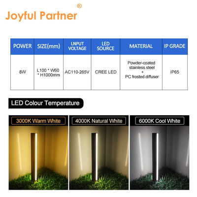 정원 기둥 잔디 조명 IP65 방수 스테인리스 스틸 CREE LED 8W AC110-265V, 16년 공장