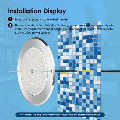 원격 제어 물 수영장 조명 스테인리스 스틸 316 표면 장착 42W 수영장 조명 AC12/24V RGB