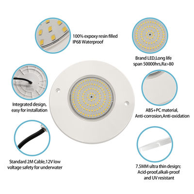합금으로 가득 찬 수영장 조명 반사기 160mm DC12V 10W 완전 플라스틱 SMD2835 108pcs RGBW 색상 일정한 전압
