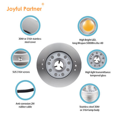 Led Water Jet Fountain Lights Outdoor IP68 Waterproof Stainless Steel Rgb Dmx Round Ring Underwater Pump for Fountains