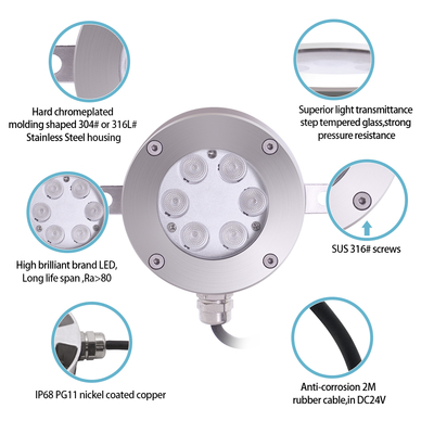 유쾌한 파트너 IP68 방수 6W/12W/18W DC12V RGB DMX 수중 LED 분수 음악 춤 물