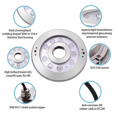 스테인레스 스틸 잠수용 LED 분수등 IP68 DC24V CE 인증