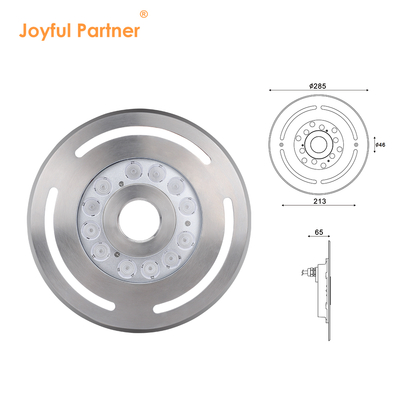 수중 LED 분수 조명 IP68 12W 24W 36W 온백색 청색 RGB 스테인리스 스틸 316L, 직경 285mm