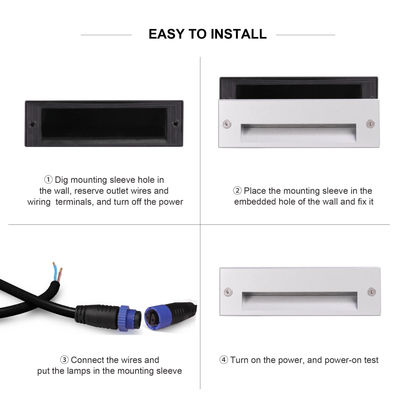 IP65 3W LED 계단 램프 수축 마운트 145*45mm Osram SMD LED 단색 알루미늄 유리 클립