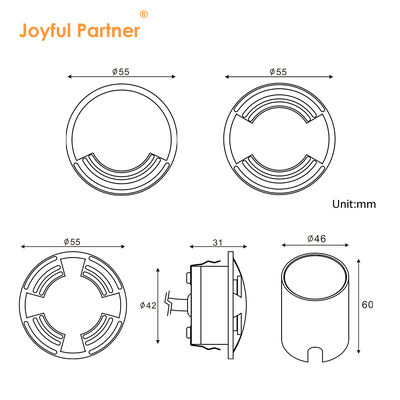 스테인리스 스틸 매립형 지면 조명 방수 2면 시야 DIA55MM SS316 커버 CE ROHS 보행로용