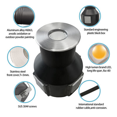 LED 인그라운드 업라이트 방수 3000K DIA55MM 24V DC IP67