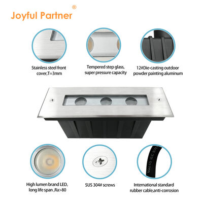 묻힌 수면 방지 지하 조명 DC24V 3X1W LED 단일 색상 CREE/OSRAM LED