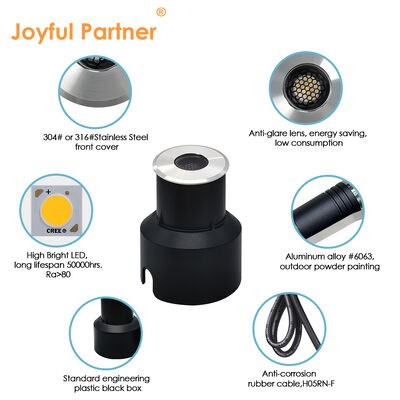 지하 램프 IP67 3W CREE LED 반등 디자인 DIA45MM 도로용 알루미늄 하우징