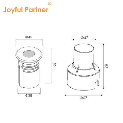 지하 램프 IP67 3W CREE LED 반등 디자인 DIA45MM 도로용 알루미늄 하우징