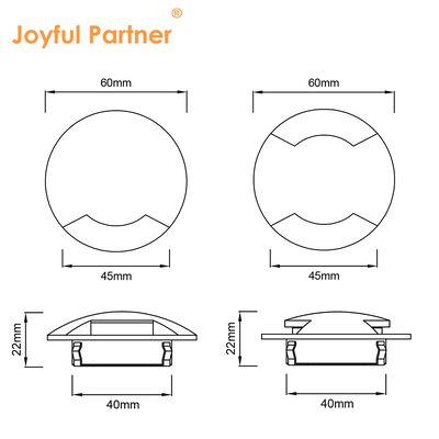 측면 시야 지하 램프 12V-24V DC IP67 알루미늄 하우징 DIA60MM 양방향