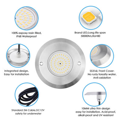 IP68 수중 PAR 56 풀 라이트 6W SMD2835 치수 110*34MM 울트라 슬림 10MM