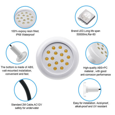 LED 수영장 조명 벽에 장착 된 樹脂 채운 AC12V PC 재료 100MM 160MM 230MM 6W 10W 12W 18W 25W 30W