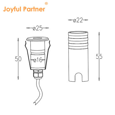 LED 업라이트 316 스테인리스 스틸 커버 알루미늄 램프 보디 온화 유리 IP67 1W 따뜻한 흰색 3000K