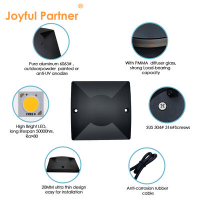 Sided Emitting Inground Lights 1W 3W 100*100MM Pure Aluminum Material DC24V For Garden Park