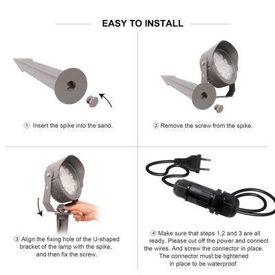 LED 정원 스포트라이트 12W 24W 36W 내장 DMX512 드라이버 DC24V RGB3in1 블랙 알루미늄 램프 본체 알루미늄 하우징 나무 조명용