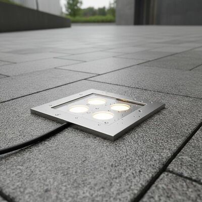 평면 스틸 인그라운드 업 라이트 AC100-240V 4 * 2W LED 316 스테인리스 스틸 트림 0.5M 전기 케이블